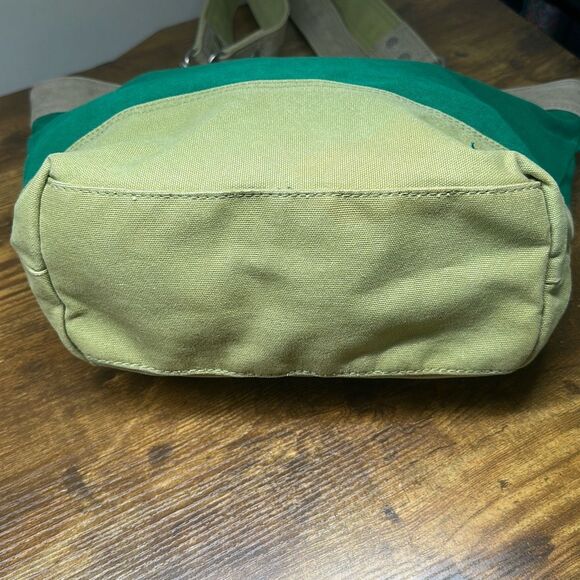 Vintage American Eagle AE Green Summer Tote Zipper Closure Canvas Tan - Picture 2 of 9